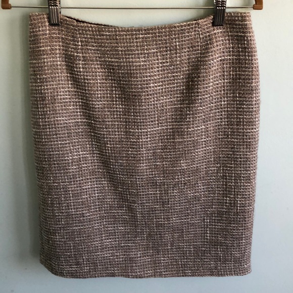 Dalia Collection Tan/Gray/White Tweed Skirt - Picture 1 of 5